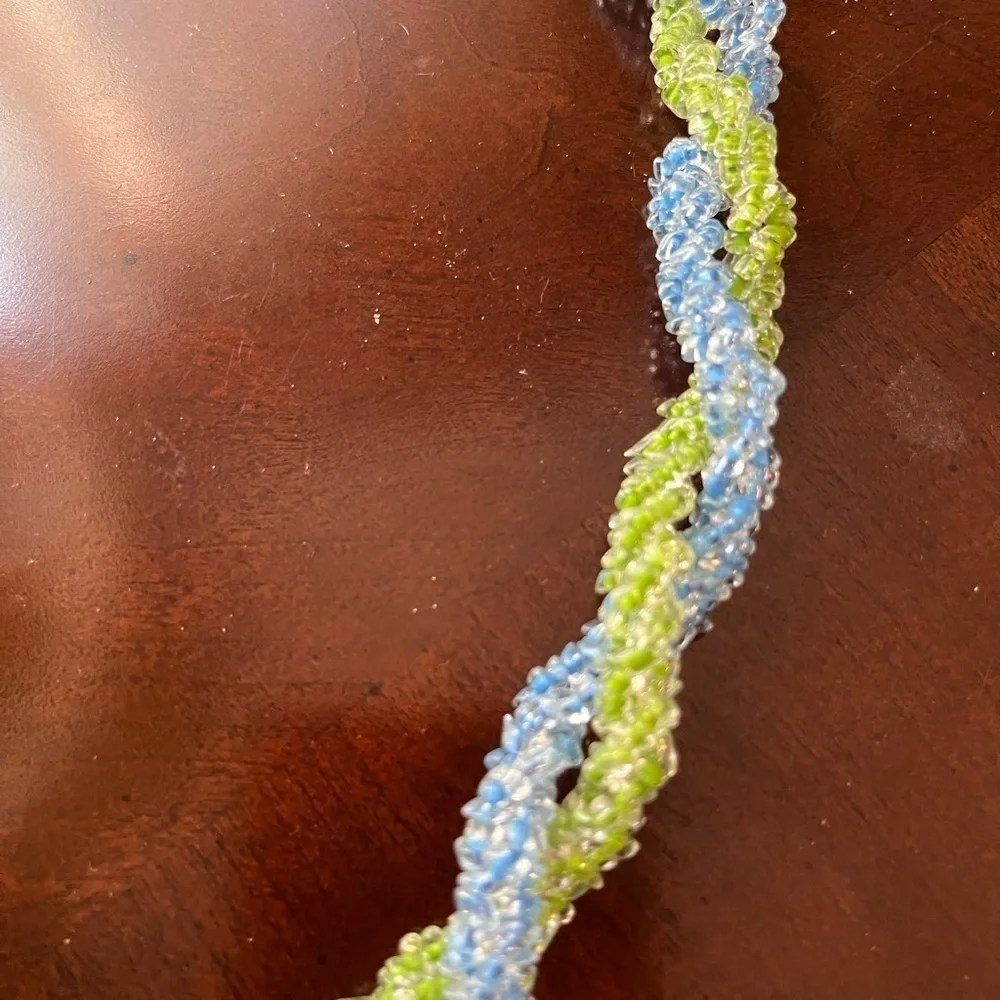 Blue & green beaded vintage necklace